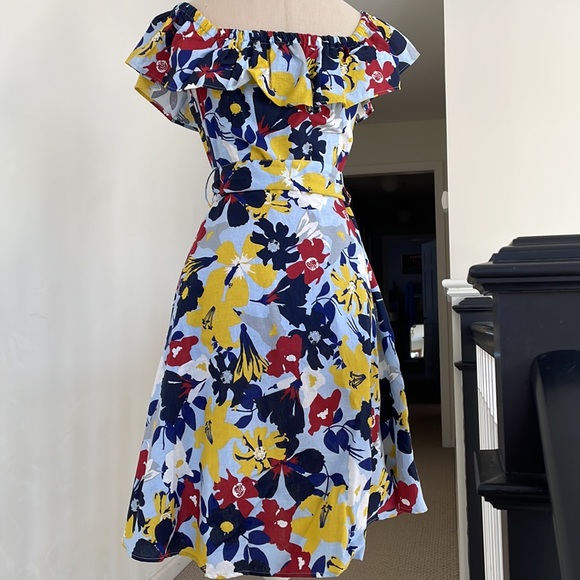 Zara Off-Shoulder Dress, S.  Cotton-linen blend - Picture 3 of 5